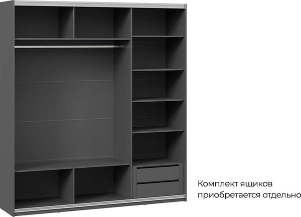 Изображение товара Шкаф-купе ТриЯ Оскар Хилтон Т2 2100 / 271127 (ручка черная/серый графит/графит матовый)