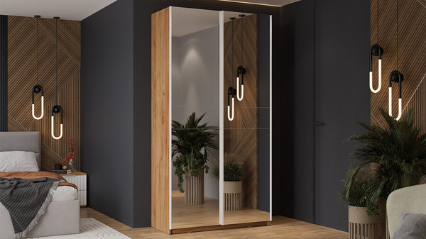 Изображение товара Шкаф-купе ТриЯ Оскар Т2 1200 / 271182 (ручка белая/дуб крафт золотой)