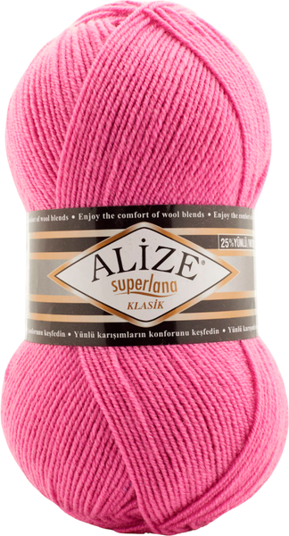 Изображение товара Пряжа для вязания Alize Superlana 25% шерсть, 75% акрил / 178 (280м, светло-малиновый)