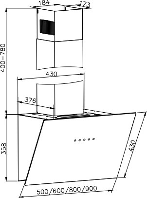 Изображение товара Вытяжка наклонная ZORG Nero 1260 60 S BL (черный)
