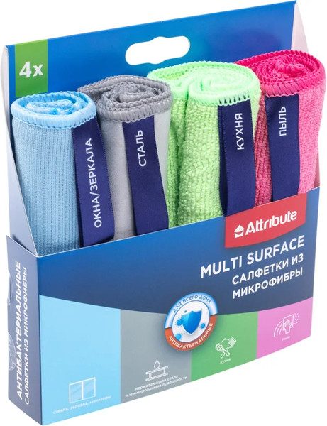 Изображение товара Набор салфеток хозяйственных Attribute Multi Surface / ACC011 (4шт)