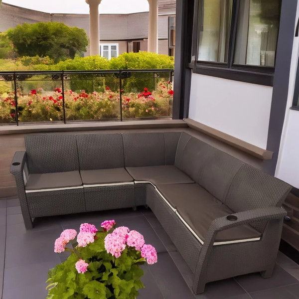 Изображение товара Комплект садовой мебели Springhouse Corfu Relax NCC4+1BR (коричневый)