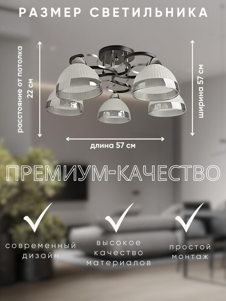 Изображение товара Люстра Aitin-Pro НПБ 02-5x60-101 / 8258/5 (черный/хром)