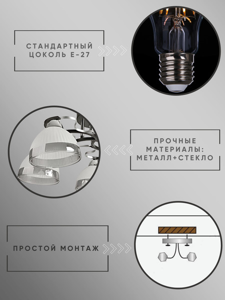 Изображение товара Люстра Aitin-Pro НПБ 02-5x60-101 / 8258/5 (черный/хром)