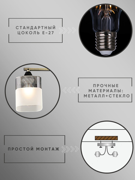 Изображение товара Потолочный светильник Aitin-Pro НПБ 02-2x60-101 / A4425/2 (бронза/черный)