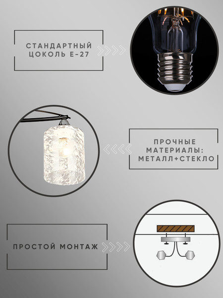Изображение товара Потолочный светильник Aitin-Pro НПБ 02-2x60-101 / K2351/2 (черный/хром)