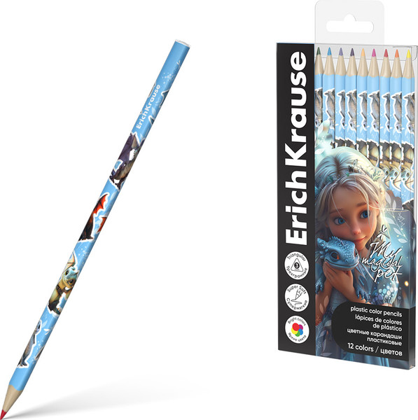 Изображение товара Набор цветных карандашей Erich Krause Magic Pet / 62933 (12цв)