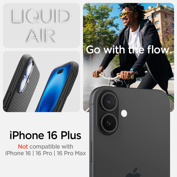 Изображение товара Чехол-накладка Spigen Liquid Air для iPhone 16 Plus / ACS08066 (Matte Black)