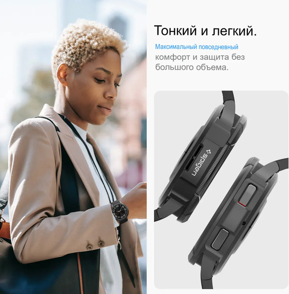 Изображение товара Защитный чехол для умных часов Spigen Liquid Air для Samsung Galaxy Watch 6 Classic 43мм / ACS06395 (Matte Black)