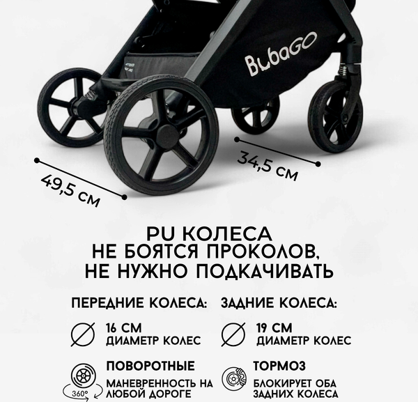 Изображение товара Детская прогулочная коляска Bubago Luna / BG 154-1 (черный)