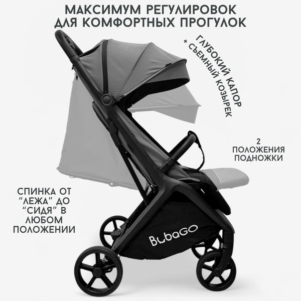 Изображение товара Детская прогулочная коляска Bubago Luna / BG 154-3 (темно-серый)