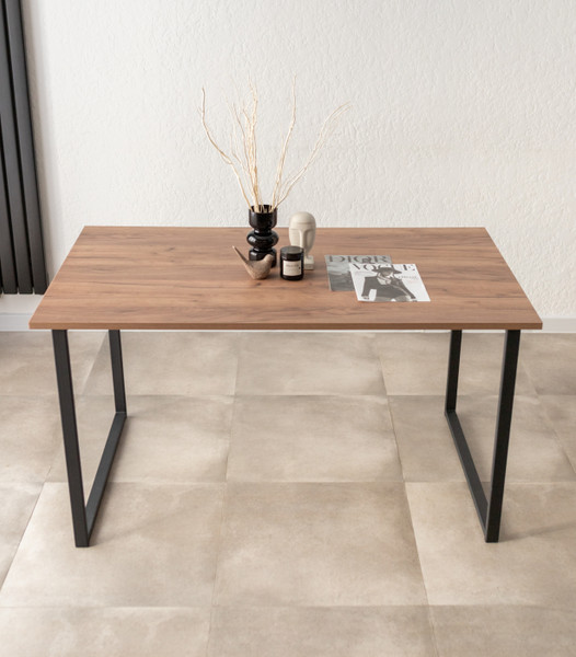 Изображение товара Обеденный стол Notta Лиман 140х80 / 615156 (дуб крафт табачный/черный матовый)