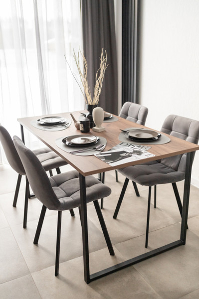 Изображение товара Обеденный стол Notta Лиман 140х80 / 615156 (дуб крафт табачный/черный матовый)