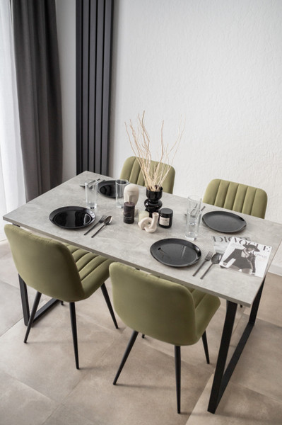 Изображение товара Обеденный стол Notta Лиман 140х80 / 615157 (бетон светлый/черный матовый)