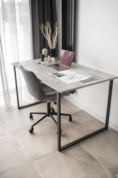 Изображение товара Обеденный стол Notta Лиман 140х80 / 615157 (бетон светлый/черный матовый)