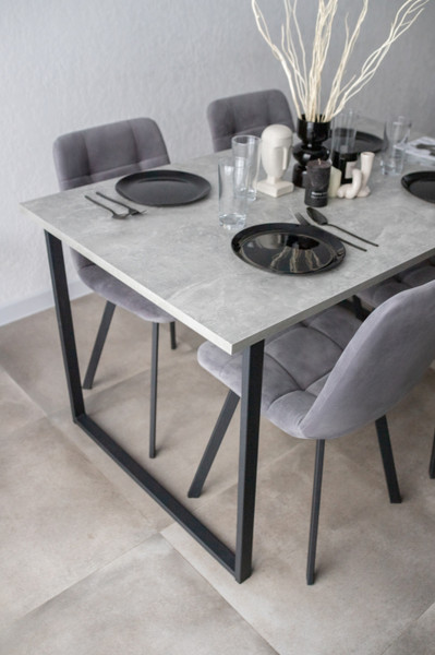 Изображение товара Обеденный стол Notta Лиман 140х80 / 615157 (бетон светлый/черный матовый)