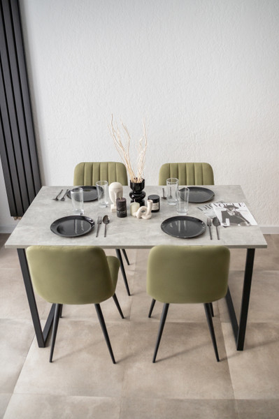 Изображение товара Обеденный стол Notta Лиман 140х80 / 615157 (бетон светлый/черный матовый)