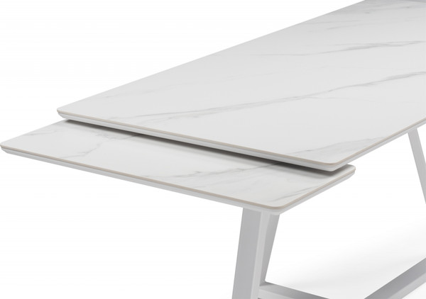 Изображение товара Обеденный стол Notta Памелла 140/200х80 / 617086 (белый мрамор alpin white /snow white/белый)