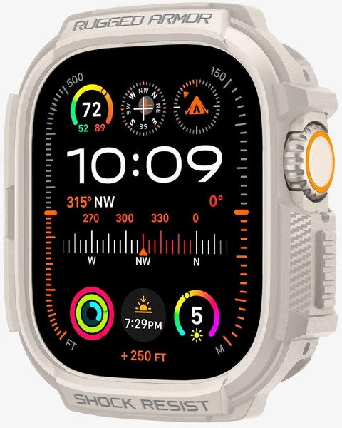 Изображение товара Защитный чехол для умных часов Spigen Rugged Armor для Apple Watch Ultra 12 49мм / ACS07381 (Dune Beige)