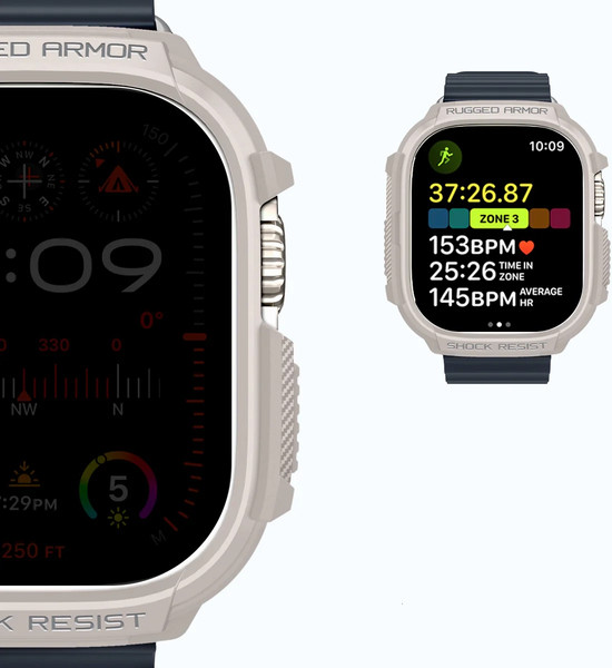 Изображение товара Защитный чехол для умных часов Spigen Rugged Armor для Apple Watch Ultra 12 49мм / ACS07381 (Dune Beige)