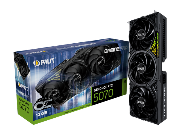 Изображение товара Видеокарта Palit GeForce RTX5070 GamingPro OC 12Gb GDDR7 (NE75070T19K9-GB2050A)