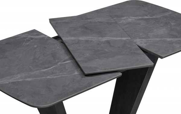 Изображение товара Обеденный стол Woodville Петир 120-160х80х75 / 588012 (larka grey/черный)