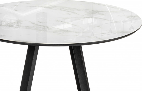 Изображение товара Обеденный стол Woodville Норфолк 100 / 588040 (белый мрамор/черный)
