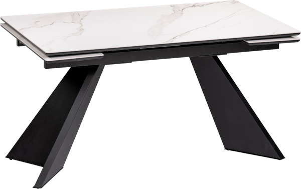 Изображение товара Обеденный стол Woodville Ливи 140-200х80х78 / 532400 (белый мрамор/черный)