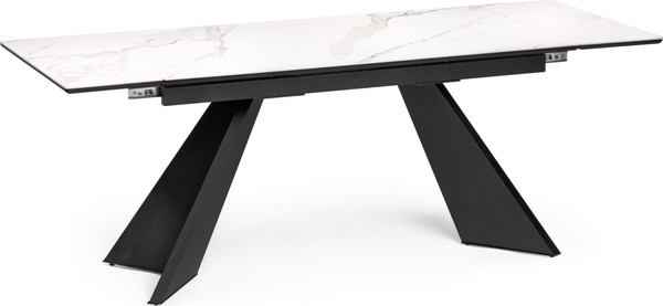 Изображение товара Обеденный стол Woodville Ливи 140-200х80х78 / 532400 (белый мрамор/черный)