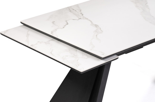 Изображение товара Обеденный стол Woodville Ливи 140-200х80х78 / 532400 (белый мрамор/черный)