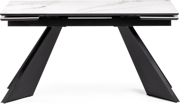 Изображение товара Обеденный стол Woodville Ливи 140-200х80х78 / 532400 (белый мрамор/черный)