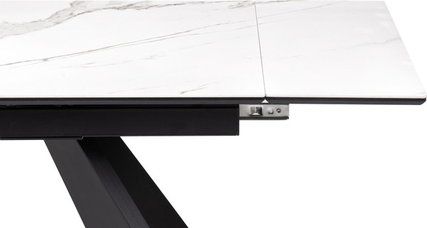 Изображение товара Обеденный стол Woodville Ливи 140-200х80х78 / 532400 (белый мрамор/черный)