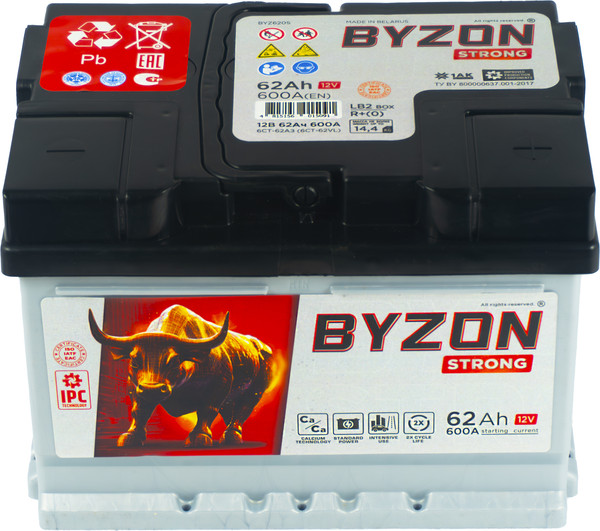 Изображение товара Автомобильный аккумулятор BYZON Strong R+ (62 А/ч)