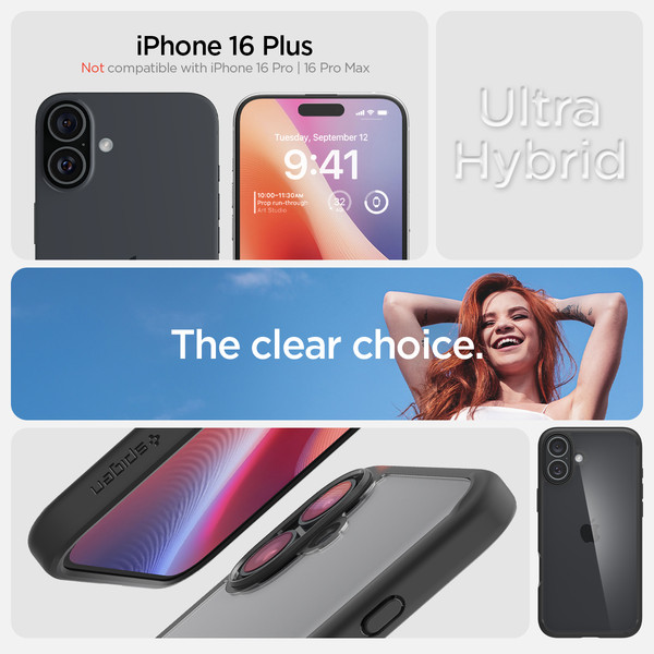 Изображение товара Чехол-накладка Spigen Ultra Hybrid для iPhone 16 Plus / ACS08072 (Matte Black)