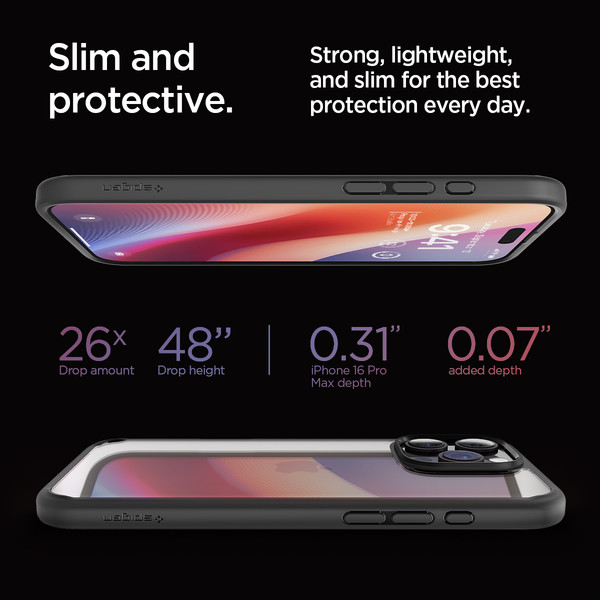 Изображение товара Чехол-накладка Spigen Ultra Hybrid для iPhone 16 Pro Max / ACS07996 (Matte Black)