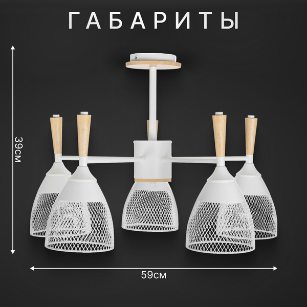 Изображение товара Люстра Sundays Home R-25 / 6211 (с лампами Е27 12W 4100K 5шт)
