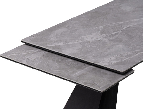 Изображение товара Обеденный стол Woodville Ливи 140-200х80х78 / 532401 (серый мрамор/черный)