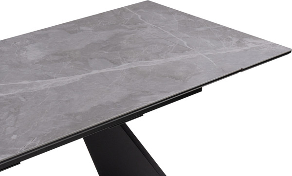 Изображение товара Обеденный стол Woodville Ливи 140-200х80х78 / 532401 (серый мрамор/черный)