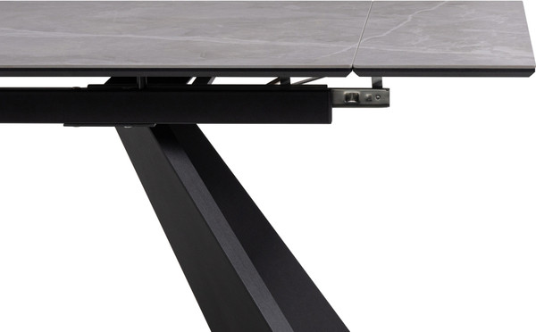 Изображение товара Обеденный стол Woodville Ливи 140-200х80х78 / 532401 (серый мрамор/черный)