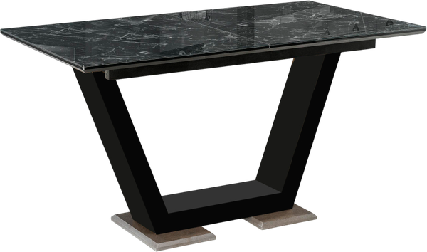 Изображение товара Обеденный стол Woodville Иматра / 462404 (мрамор черный/черная шагрень/камень)
