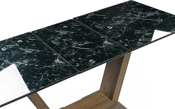 Изображение товара Обеденный стол Woodville Иматра / 462388 (мрамор черный/черная шагрень)