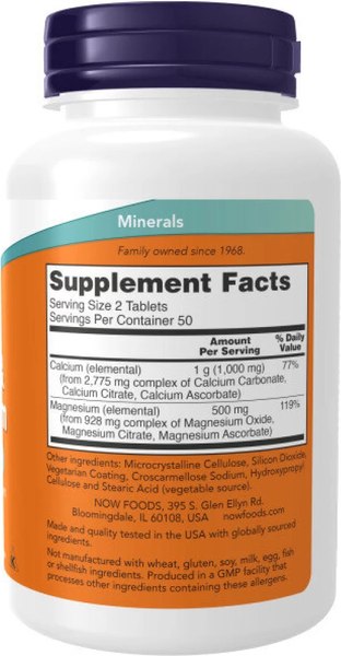 Изображение товара Мультиминеральный комплекс NOW Foods Calcium Magnesium 500/250mg (100 таблеток)