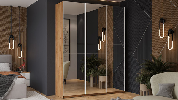 Изображение товара Шкаф-купе ТриЯ Оскар Т2 1800 / 271185 (ручка белая/дуб крафт золотой)