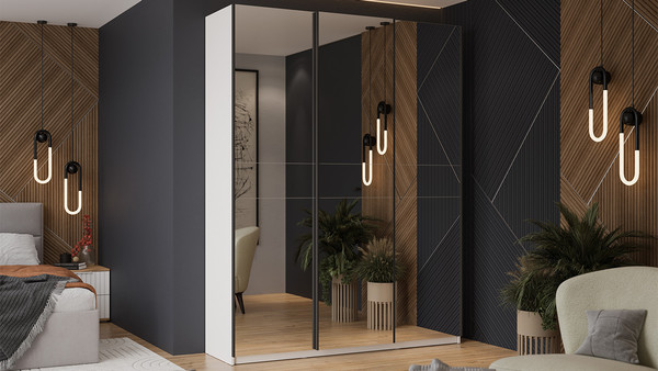 Изображение товара Шкаф-купе ТриЯ Оскар Т2 1800 / 271162 (ручка черная/белый снег)