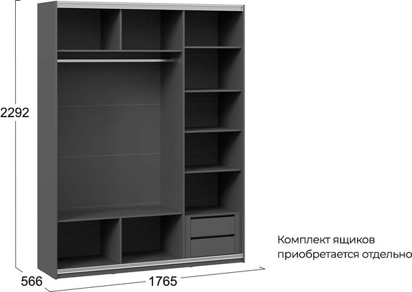Изображение товара Шкаф-купе ТриЯ Оскар Т2 1800 / 271164 (ручка черная/серый графит)
