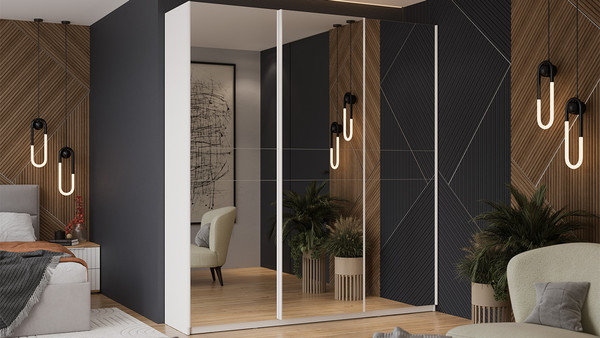 Изображение товара Шкаф-купе ТриЯ Оскар Т2 2100 / 271173 (ручка белая/белый снег)