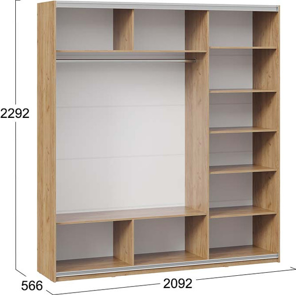 Изображение товара Шкаф-купе ТриЯ Оскар Т2 2100 / 271191 (ручка белая/дуб крафт золотой)