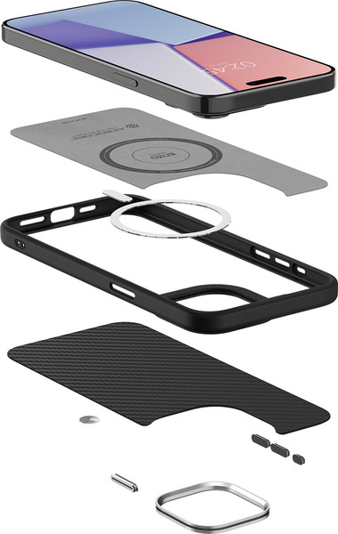 Изображение товара Чехол-накладка Spigen Enzo Aramid Mag Magsafe для iPhone 15 Pro Max / ACS07044 (черный матовый)