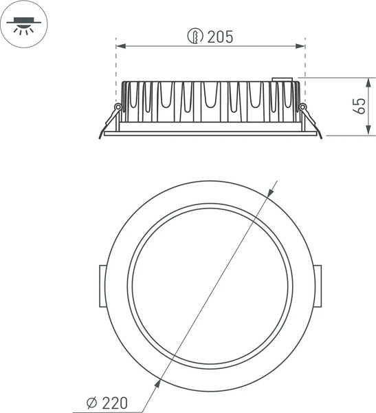 Изображение товара Точечный светильник Arlight MS-MIST-BUILT-R220-30W Warm3000 WH 110deg / 041611
