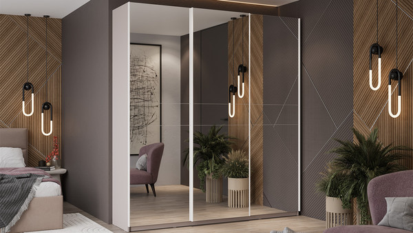 Изображение товара Шкаф-купе ТриЯ Оскар Т2 2100 / 271174 (ручка белая/кашемир)